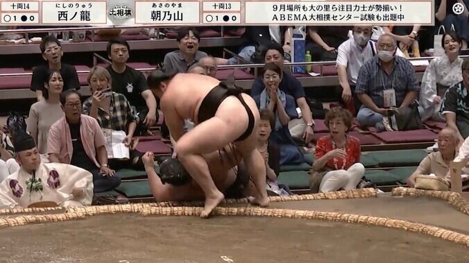 朝乃山をひっくり返す西ノ龍