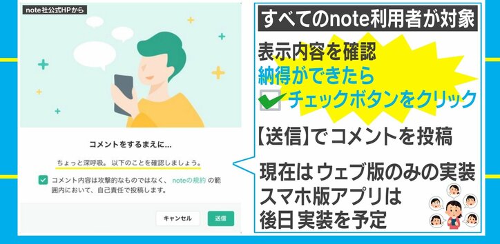 投稿前にひと呼吸…コンテンツ配信サービス「note」が攻撃的なコメントを防ぐ新機能を追加