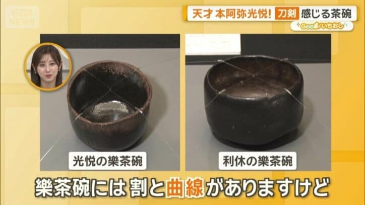 光悦の楽茶碗はスパッと切った感じ