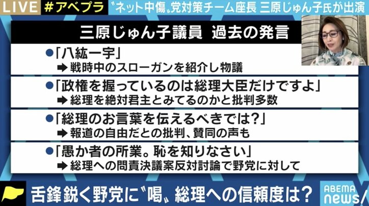 「ただ愛国心を持っているだけ。右に行くと、グルっと回って左のことを考える」自民・三原じゅん子議員
