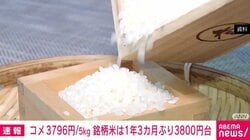コメ3796円／5kg 銘柄米は1年3カ月ぶり3800円台