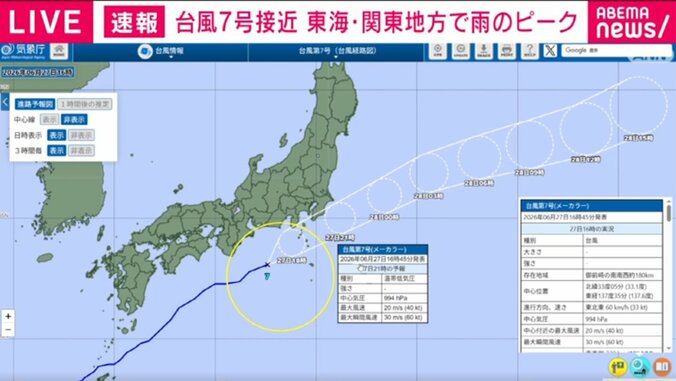 台風7号、今後の進路予測