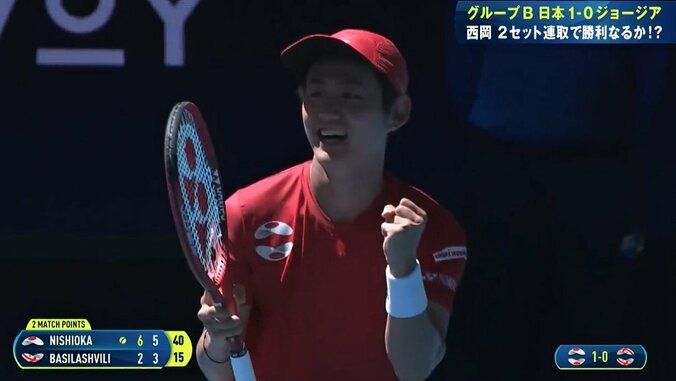 錦織不在の日本を牽引する“ジャイキリ”パワー・西岡良仁、海外ファンも湧かすプレーで会心の2連勝【ATPカップ】 1枚目