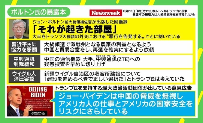 トランプ氏のウイグル弾圧容認は「甚だしい矛盾」 “ボルトン暴露本”が再選へのダメージに？ 2枚目