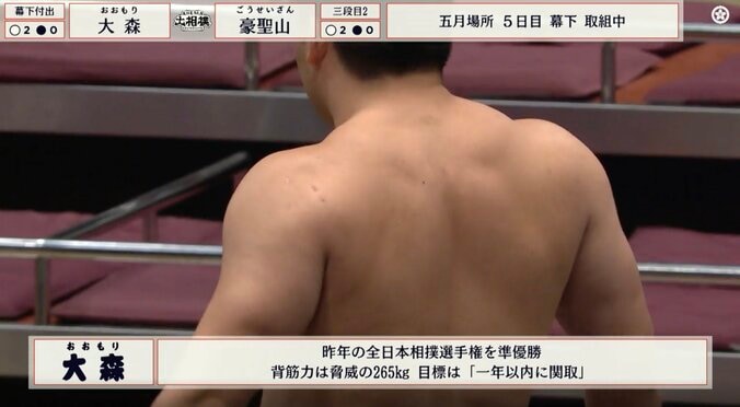 背筋265キロ！22歳“男前”力士の筋肉が「やばすぎ」 驚愕パワーの投げ技で巨体力士撃破「強い」「パワータイプすぎ」館内どよめく 3枚目