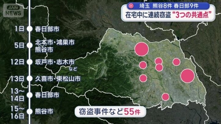 合わせて55件の窃盗事件