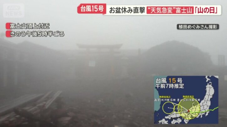 11日午後5時半ごろの富士山頂