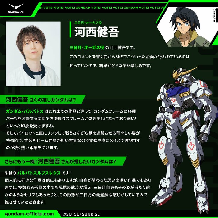 [Photos/Images] Gundam General Election Reveals Top 20 Mobile Suits! Recommendation Comments from 13 Veteran Pilot Voice Actors Including Tomoyo Kurosawa and Megumi Hayashibara Have Arrived 4th