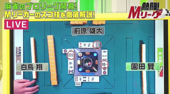 爆笑問題・田中、トッププロが見せた“三色取らず”の一発アガリに驚嘆「気付いてないんじゃないよね！？」／麻雀Mリーグ