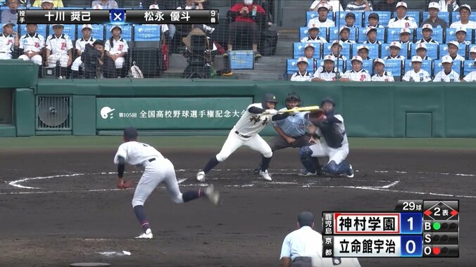 神村学園、応援団を含めた〝全員野球〟で執念のスクイズ成功「神スクイズ」「うっま」「完璧」 1枚目