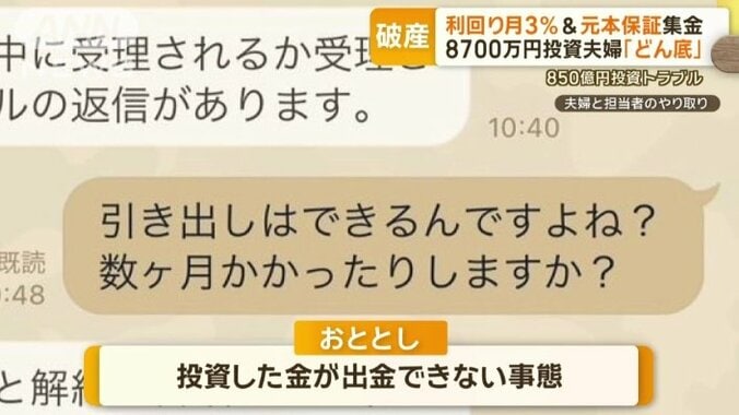 おととし、投資した金が出金できない事態