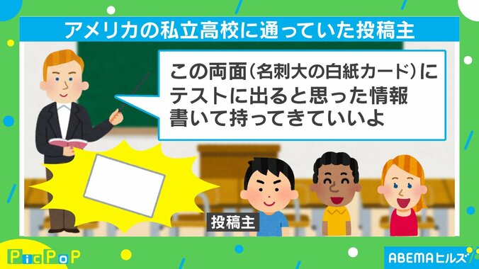 究極の記憶術？ アメリカの高校で出会った“カンペ勉強法”に称賛の声 1枚目