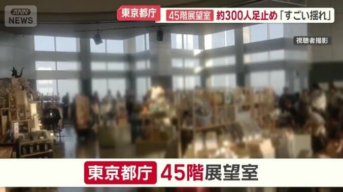 地震発生直後の東京都庁45階展望室の様子