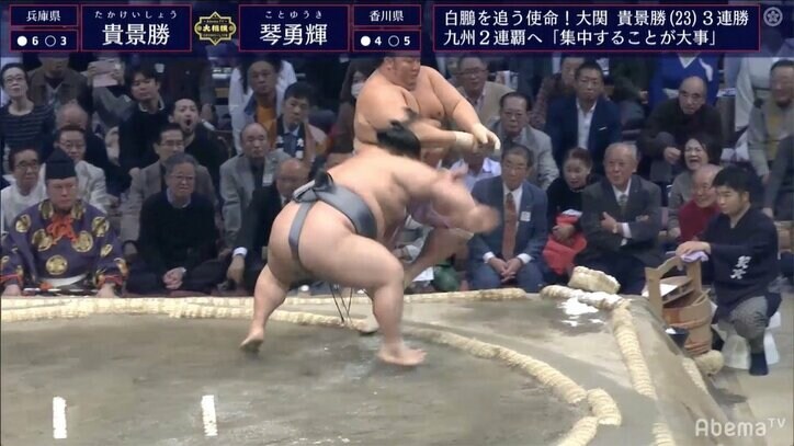 昨日は鼻、今日は目……貴景勝に連日のアクシデント「突っ張りが目に入った？」