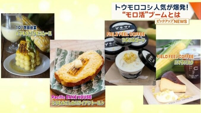 トウモロコシを使ったケーキやアイスも