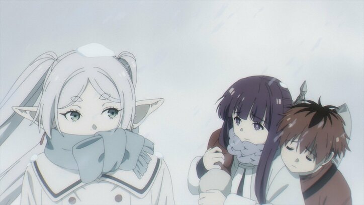 アニメ「葬送のフリーレン」11話場面カット フリーレン、フェルン、シュタルク