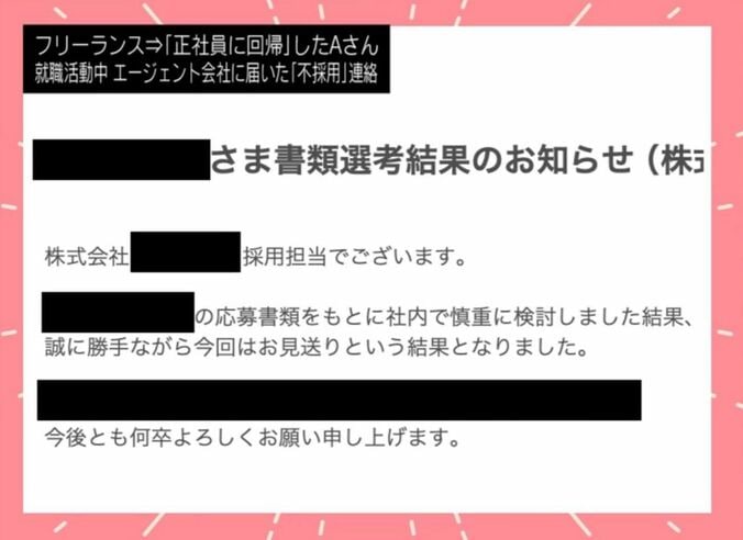 「不採用」連絡