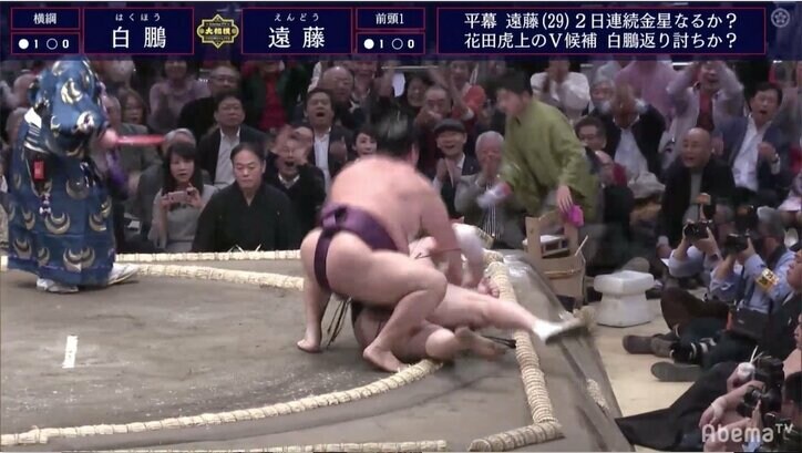 2日連続の金星にも遠藤は無表情貫く 国技館は座布団が舞って拍手喝采