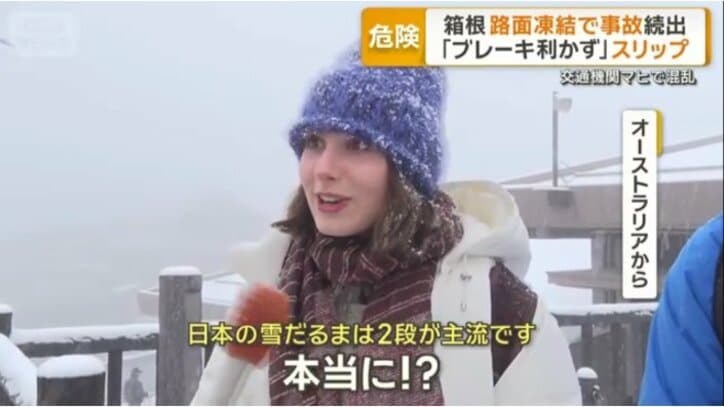 都心3cm積雪　箱根では路面凍結で事故続出 「ブレーキ利かず」スリップ