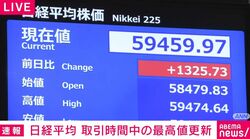 日経平均 取引時間中の最高値更新