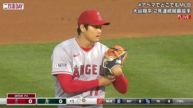 大谷翔平、二刀流で開幕！2年連続開幕投手で初回から「スイーパー」多投、3回まで無安打無失点4奪三振 MLB公式サイトではMVP＆サイ・ヤング賞候補にも 1枚目