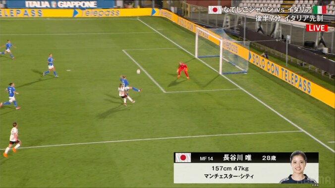 長谷川は美しいループシュートを決める