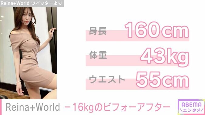 東大大学院卒のモデル・Reina+World、5年間で16kg減のダイエットに成功 「こんなに変わるのか」と話題に 1枚目