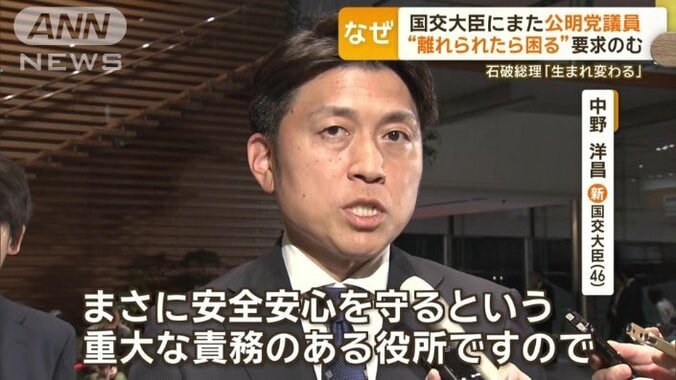 後任も公明党の中野洋昌氏を起用