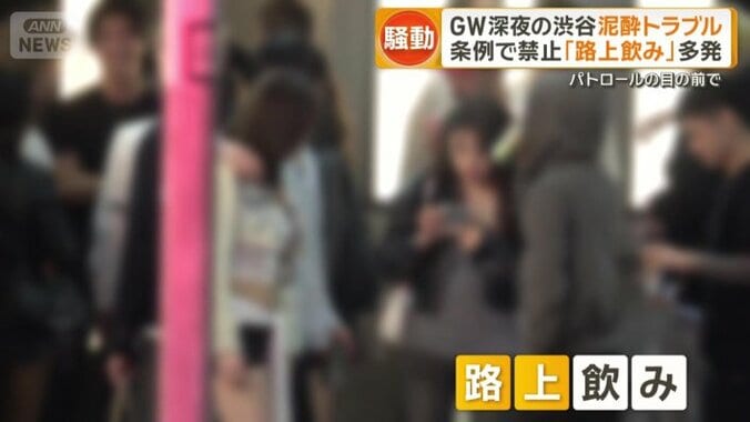 路上飲みをする集団