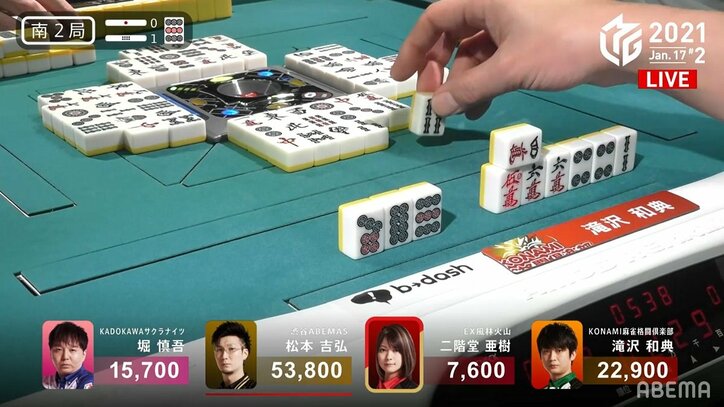 切り間違いであわや放銃の大ピンチ！イケメン雀士の冷や汗シーンにファンもドキドキ「セーフ！」「珍しいもの見ました」／麻雀・Mリーグ