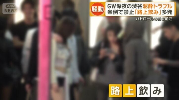 路上飲みをする集団