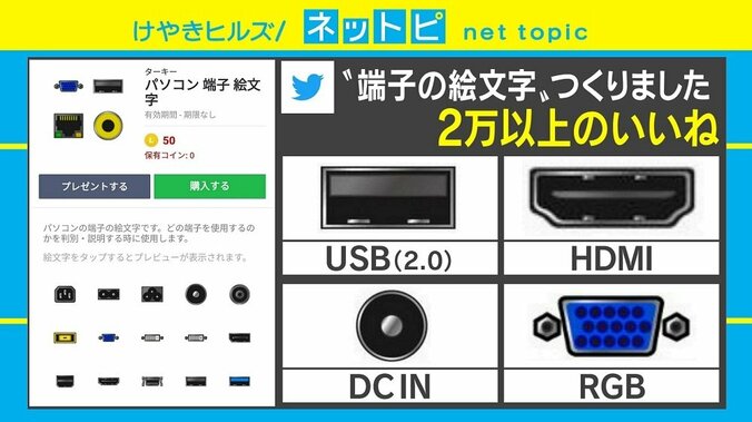 USB、HDMIなどの「パソコン端子」がLINE絵文字に「伝えるのは一苦労なので…」 1枚目