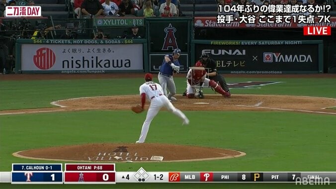 大谷翔平、痛い一発浴びて覚醒モード スプリット“解禁”で1試合2度目の3者連続三振「スプリ谷キター！」「魔球すぎるやろ」 1枚目