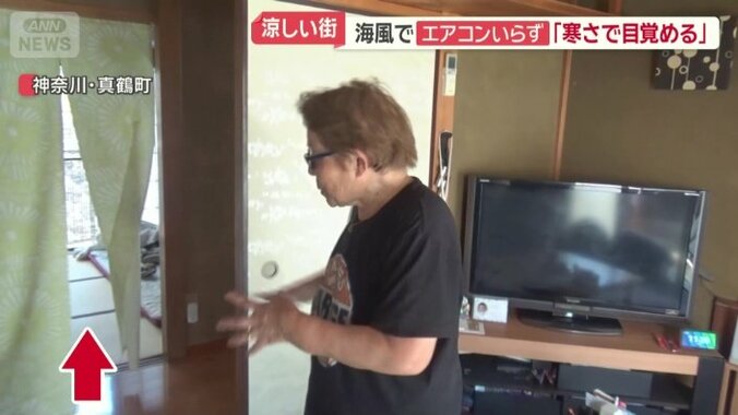 ドアカーテンが大きく揺れている