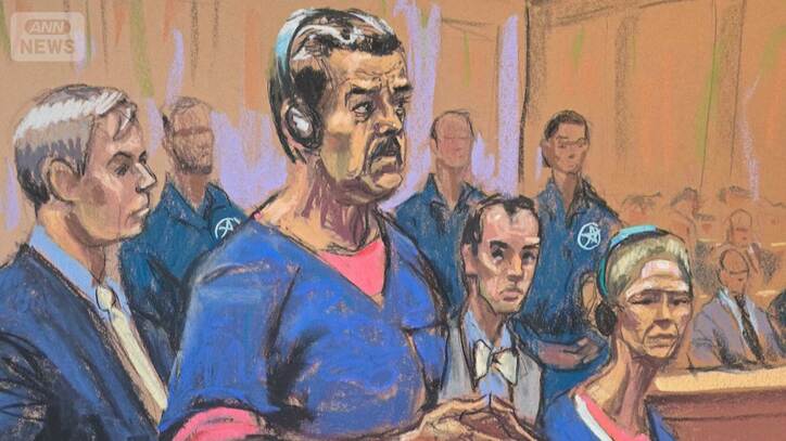 ニューヨークの連邦地裁に出廷したマドゥロ大統領の法廷画