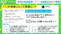 “！”が若者の敬語表現に？ 威圧感を与えないために利用する人も「文章はサングラスとマスクをしている状態」