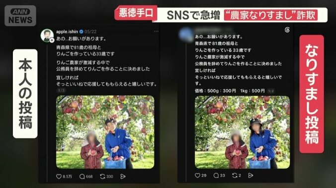 偽アカウントでは女性の顔に変えられていた