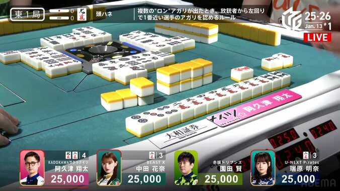 たった1枚で明暗くっきり！阿久津が瑞原を直撃した親満貫