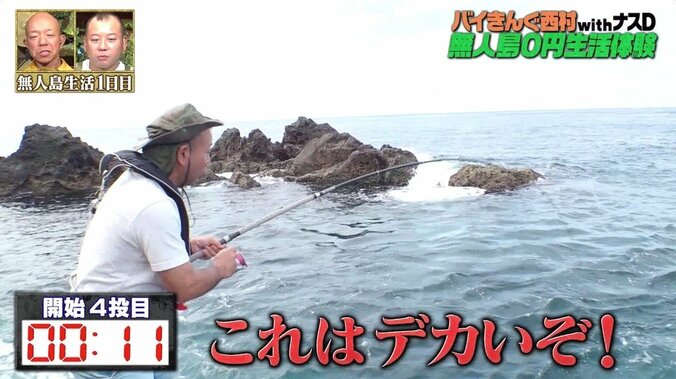 バイきんぐ西村、無人島の釣りは入れ食い状態!? 「これはデカイぞ！」高級魚ゲット 1枚目