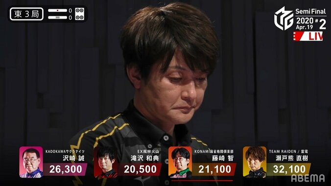 瀬戸熊直樹、濃密な一戦制する“勝負師の目”ギラつく視線で会心トップ／麻雀・Mリーグ 1枚目