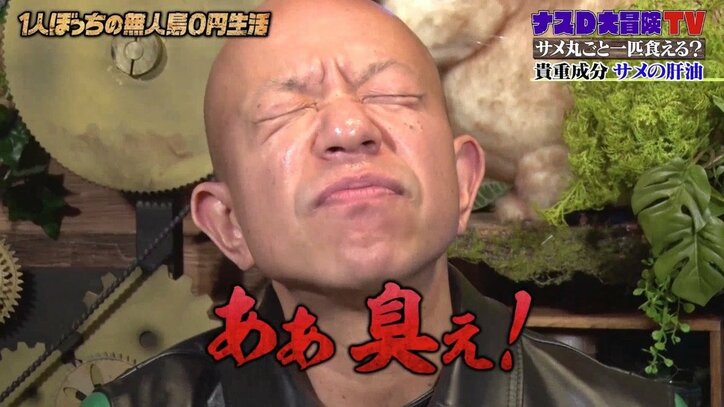 ナスD、サメの肝臓から“肝油作り”に成功！ バイきんぐ・小峠が“サメ生肝油”に悶絶