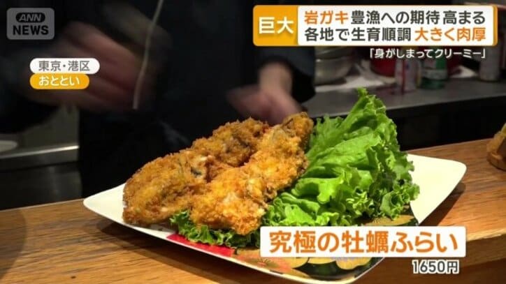 通常よりも2、3倍大きなカキフライ