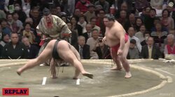 大関・高安、痛い2敗目　足を滑らせバランス崩す　阿武咲の圧力に屈す