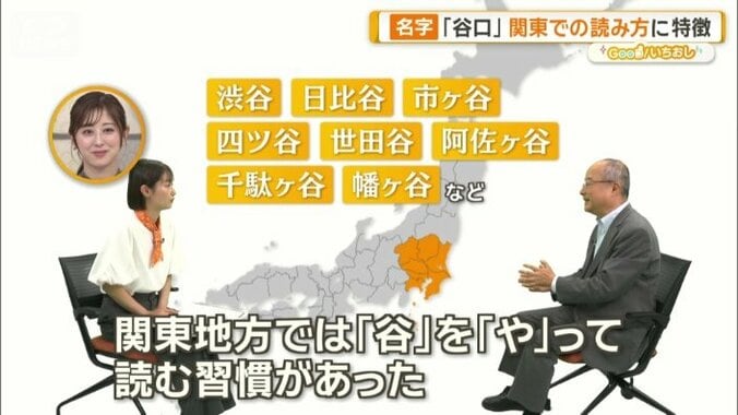 関東地方には『谷』を『や』と読む習慣が