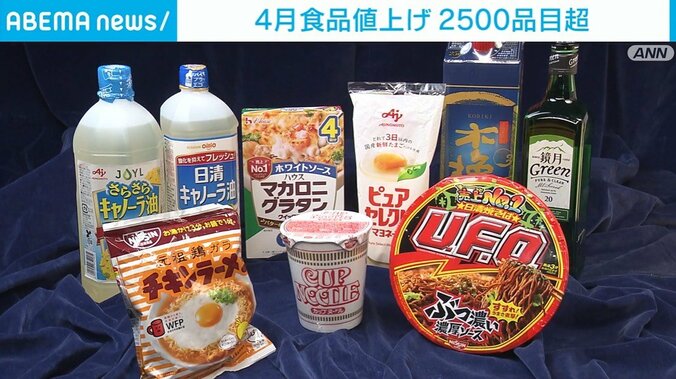 即席麺や油などの食品