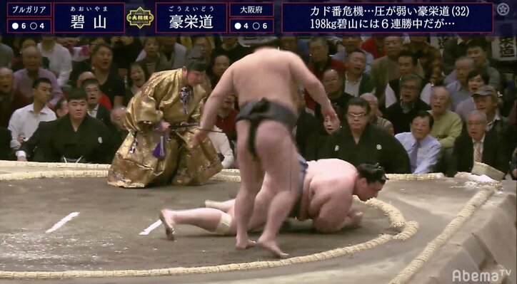 叩き込みで敗れた碧山、“悔しさのあまり”大関・豪栄道を「ギロリ」 錦島親方「勝負ですから」
