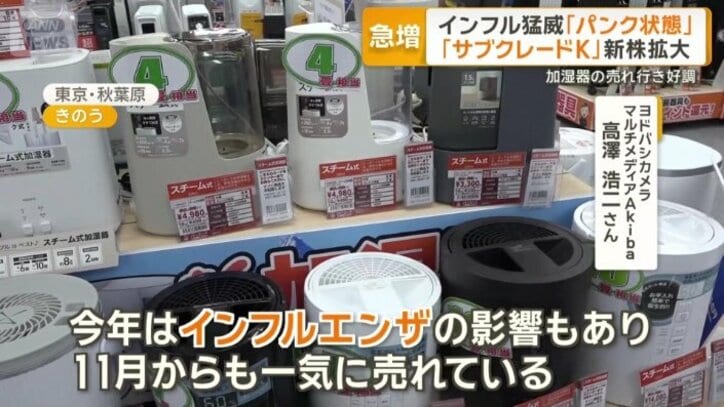 家電量販店で加湿器の売れ行き好調