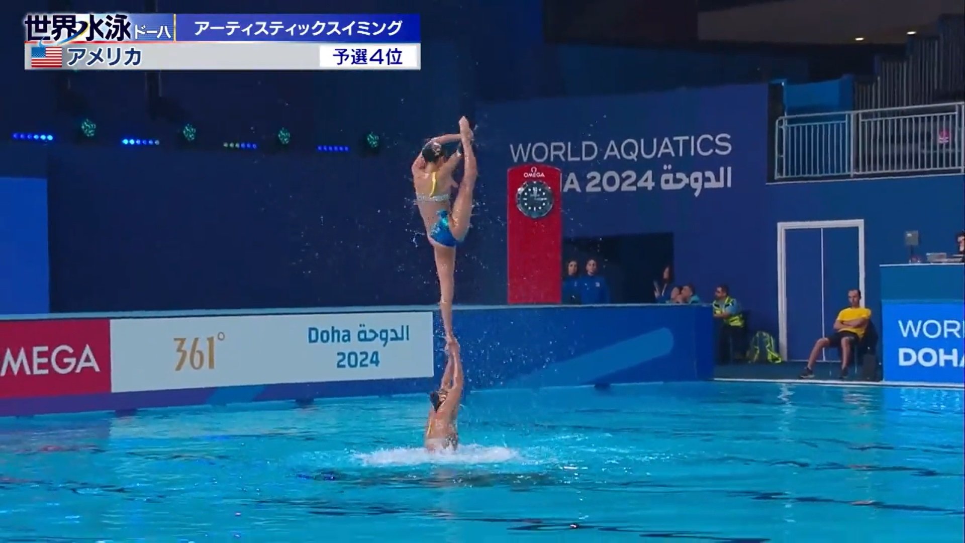 世界水泳AS、アメリカが見せた完璧なるアクロバット 正確無比なリフトの軸に解説者「水に穴が開きそうです」 水泳 ABEMA TIMES