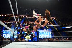 「すごい高さから」女子レスラーが衝撃の超ハードバンプ！　“三段重ね”の頂上からマットへ急降下「受けるねええ」場内どよめき