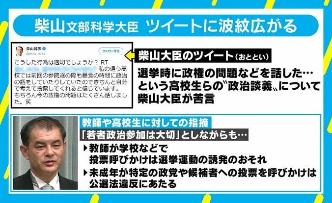 柴山大臣、高校生の政治話に「適切ですか？」で再び批判 西田亮介氏「権威者の過剰な反応好ましくない」 3枚目